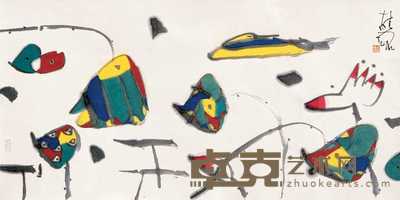 张桂铭 2005年作 鸭荷图 镜心 70×138.5cm